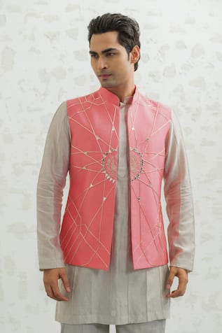 Runit Gupta Flamingo Rays Embroidered Bundi 