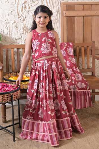 The Plum Bum Floral Pattern Halter Blouse Lehenga Set 