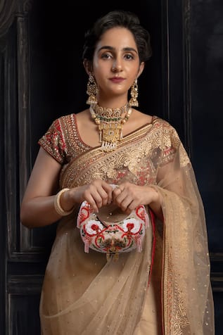 Versuhz Crimson Amour 
Mini  Floral Beaded Mini Handbag 