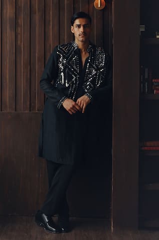 Twenty Nine Sequined Silk Kurta & Pant Set 