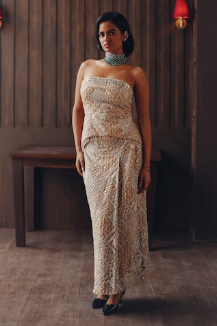 Twenty Nine Box Pleat Mirror & Beadwork Skirt 