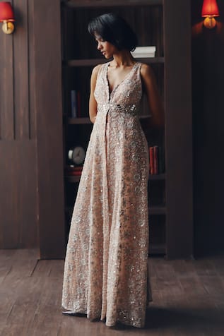 Twenty Nine Mirrorwork Beadwork Tulle Palazzo 