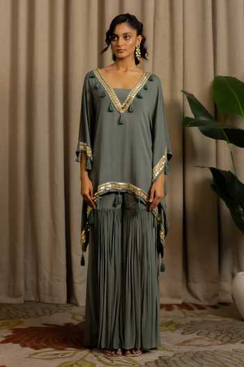 Vanshika Agarwal Label Ziva Tassel Sequin Embellished Tunic & Pant Set 