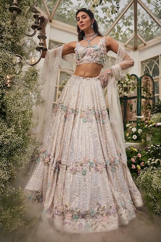 Baya 3D Floral & Sequin Embroidered Lehenga Set 