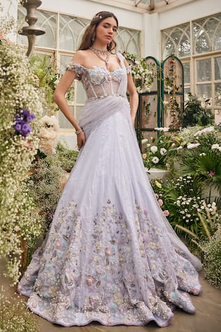 Baya Floral Embroidered Off-Shoulder Gown 