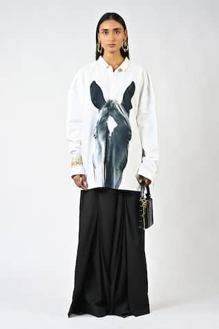 Huemn Horse Print Cotton Shirt 