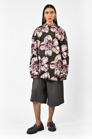 Huemn Canine Print Oversized Cotton Shirt 