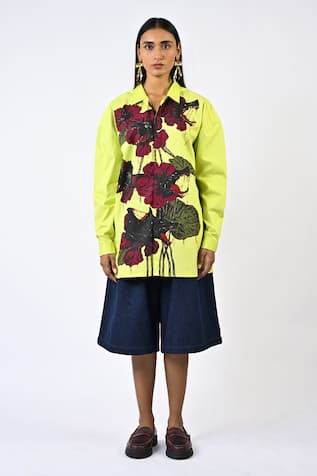 Huemn Fanged Floral Cotton Shirt 