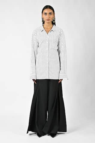 Huemn Three-Way Pinstriped Cotton Shirt 