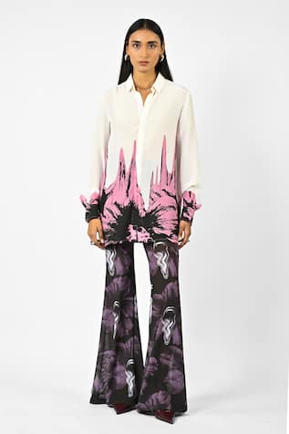 Huemn Floral Drip White Shirt 