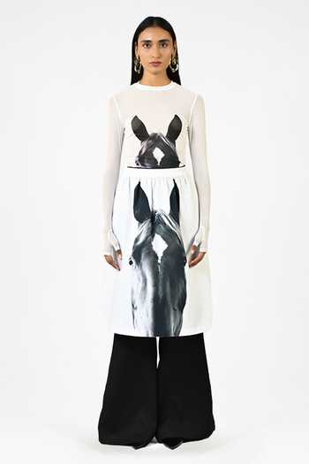 Huemn Horse Print Cotton Skirt 