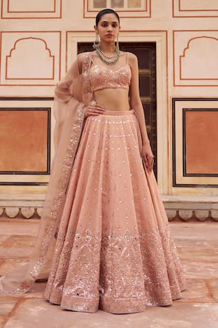 Lashkaraa Embroidered Silk Lehenga Set 