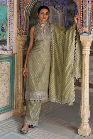 Lashkaraa Embroidered Viscose Tissue Palazzo Suit 
