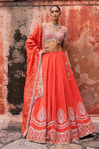 Lashkaraa Embroidered Viscose Silk Lehenga Set 
