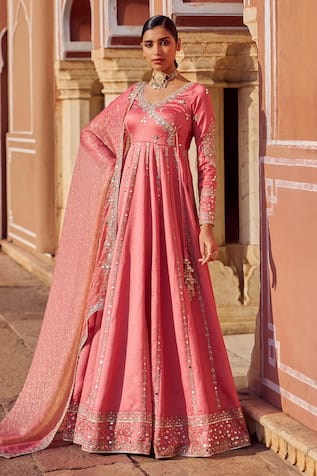 Lashkaraa Embroidered Silk Anarkali With Dupatta 