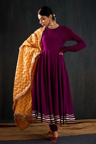 Tuli Leheriya Gota Work Anarkali Churidar Set 