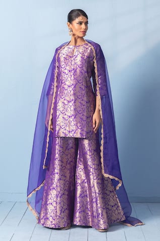 Vishwa By Pinki Sinha Shikargah Banarsi Silk Kurta Sharara Set 