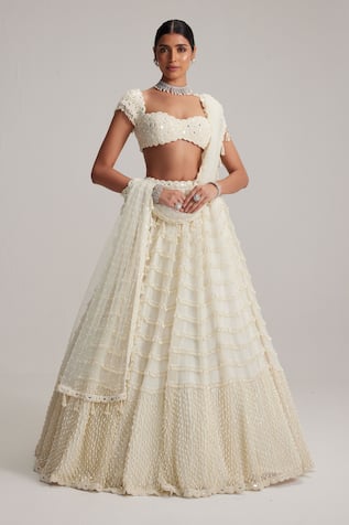 Vvani By Vani Vats Mirror & Pearl Drop Bridal Lehenga Set 