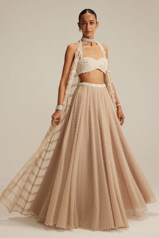 Vvani By Vani Vats Light Beige Pearl Drop Jacket Set 