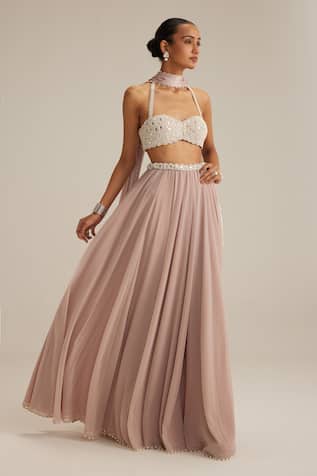 Vvani By Vani Vats Embroidered Blouse & Skirt Set 