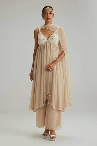 Vvani By Vani Vats Light Beige Kurta Set 