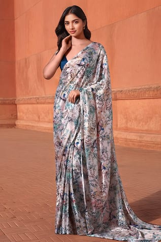 Naintara Bajaj Floral Print Pre-Draped Saree With Blouse 