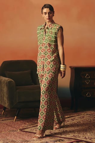 Pooja Rajgarhia Gupta Mayuri Ikat Pattern Shirt & Pant Co-ord Set 