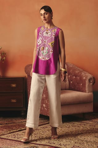 Pooja Rajgarhia Gupta Hans Ikat Top & Trouser Set 