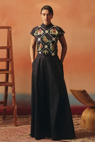 Pooja Rajgarhia Gupta Mithu Ikat Pattern Top & Skirt Set 