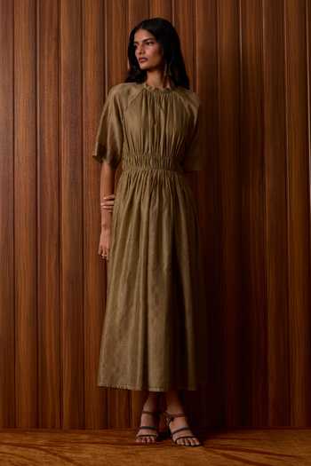The Summer House Arha Olive Handwoven Dress 