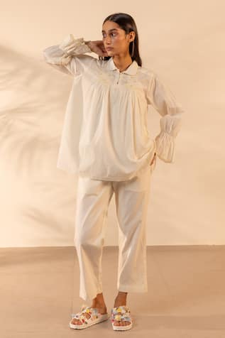 OurDve Zesty Gathered Top & Pant Set 