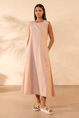 OurDve Saffron Sky Embroidered Layered Dress 