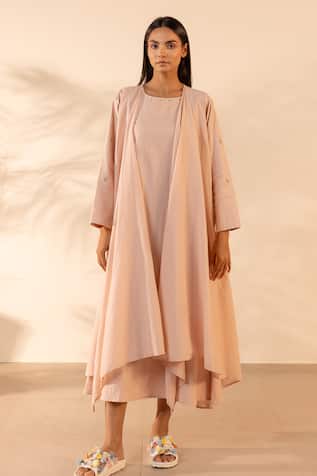 OurDve Saffron Sky Embroidered Cotton Shrug 