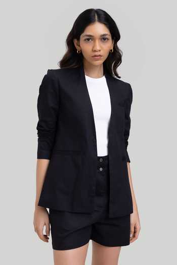 Reistor Cotton Blend Open Front Blazer 