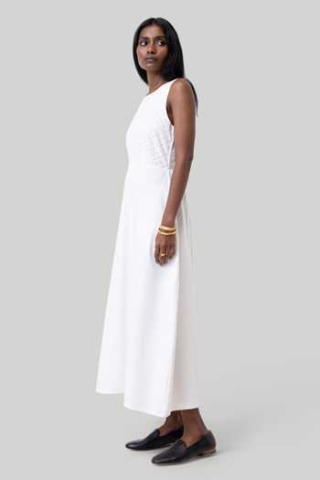 Reistor Coconut White Cross-Back Midi Dress 