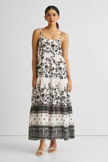 Reistor Vines & Twirls Floral Tiered Maxi Dress 