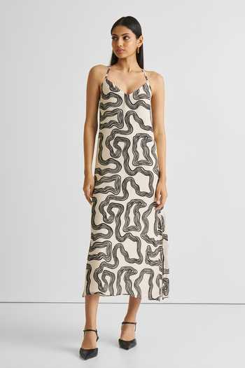 Reistor Maze Off White Crepe Dress 