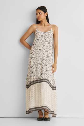 Reistor Wildflower & Dot Print Crepe Maxi Dress 