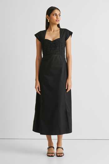 Reistor Ruched Front Slit Dress 