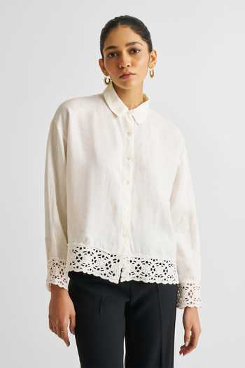 Reistor Lace Detail Button Down Shirt 