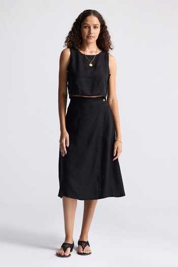 Reistor Cotton Sleeveless Crop Top With Wrap Skirt 