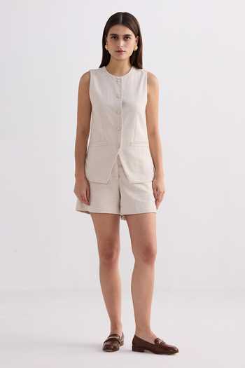 Reistor Cotton Tweed Sleeveless Jacket 
