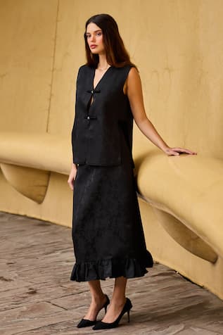 Therealb Jacquard Vest & Skirt Set 