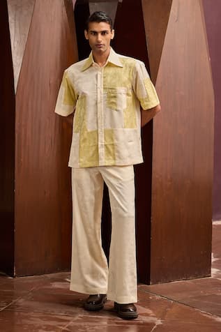 Therealb Jacquard Patchwork Half Sleeve Shirt 