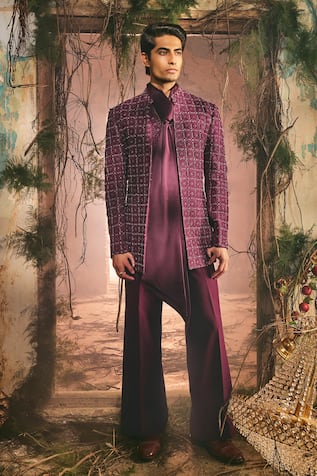 Varun Chakkilam Chiset Embroidered Open Jacket Set 