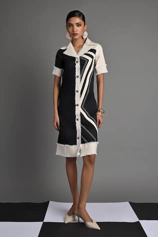 Veera Wear Monochrome Wave Shirt Dress 