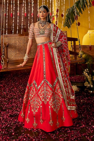 The Royaleum Lalima Embroidered Silk Lehenga Set 