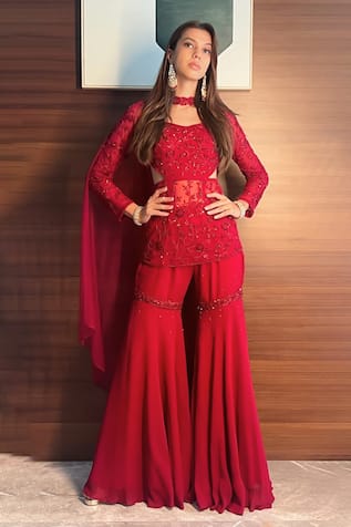 Richa Jaisinghani Label Royal Scarlett Kurta Sharara Set 