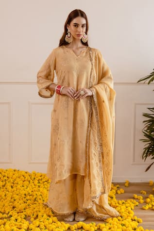 ASRUMO Viscose Organza Zari & Taari Embroidered Kurta Set 