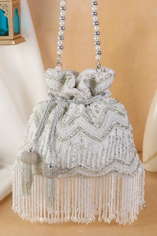 Nazaakat By Samara Singh Beaded Zigzag Pattern Potli  